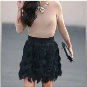 Banana Republic Women Black Fringe Mini Skirt Size S petite